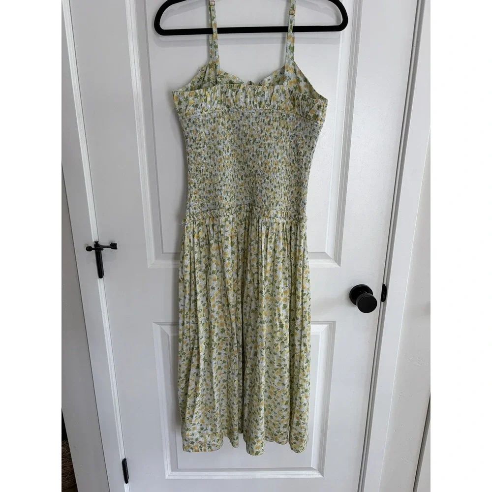 FREE PEOPLE  Lavender Daze Dress Green Floral Print L/XL